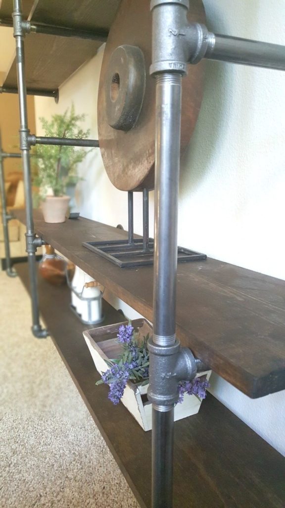 Diy Pipe Shelves Step By Tutorial On This Shelf Diy Pipe Shelves Modern Yet Rustic Vibe