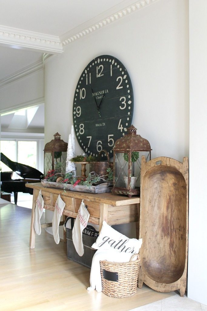 Holiday Farmhouse Style Entry with rustic details