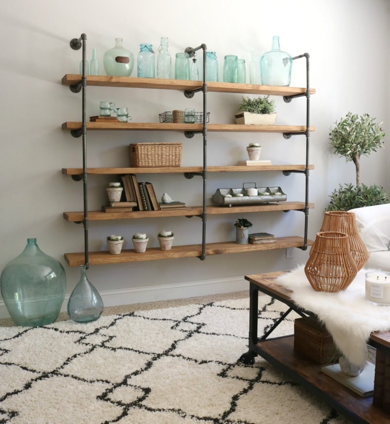 Diy Industrial Pipe Shelves, Open Shelving With Black Pipe