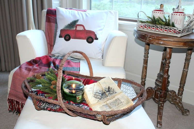 cozy country cottage bedroom decorated for holidays