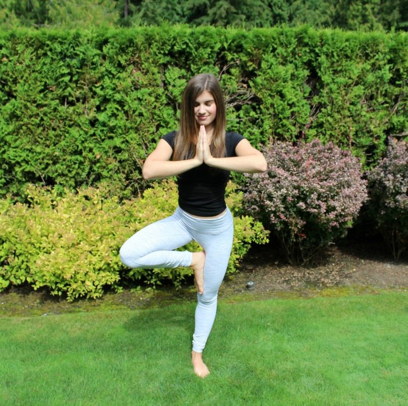 Serene calming relaxing yoga pose is healthy