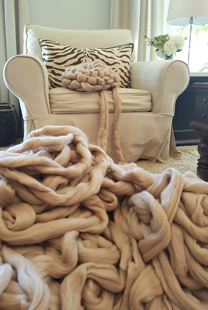 pile of chunky merino wool yarn for arm knitting