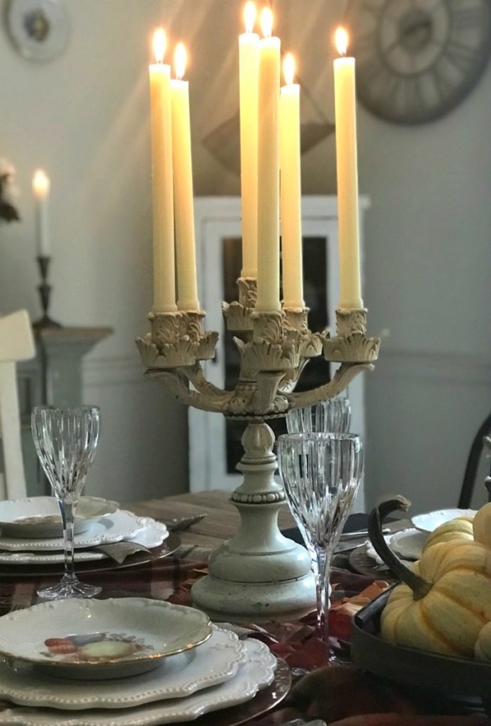elegant thanksgiving table with candleabras