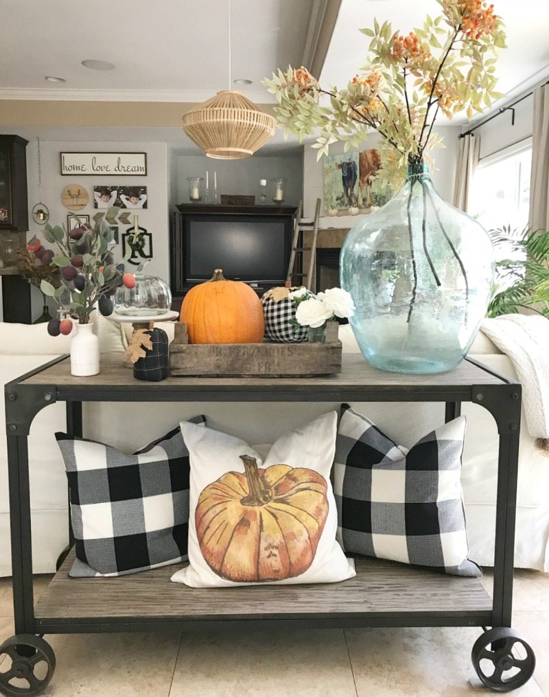 fall pillows pumpkins and plaid