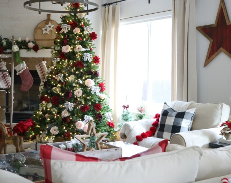 Christmas Tree Decorating family room holiday decor