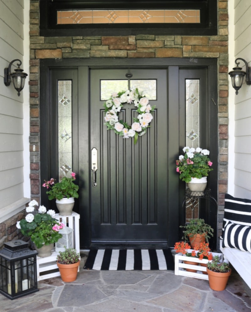 black and white front door The Design Twins DIY Home Decor