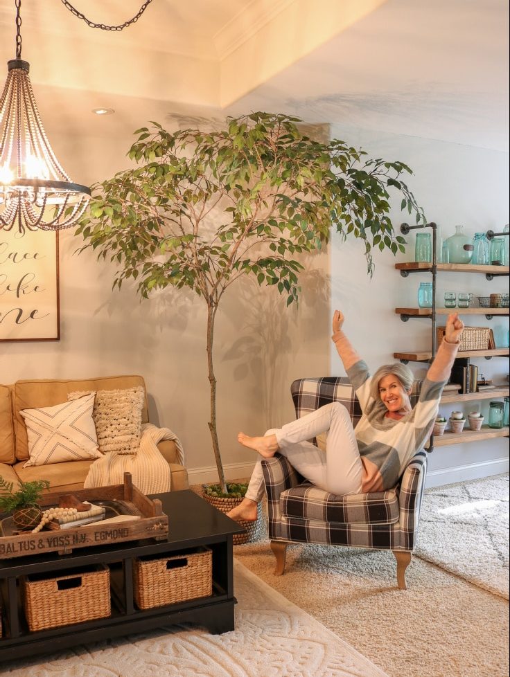 DIY faux tree in living room