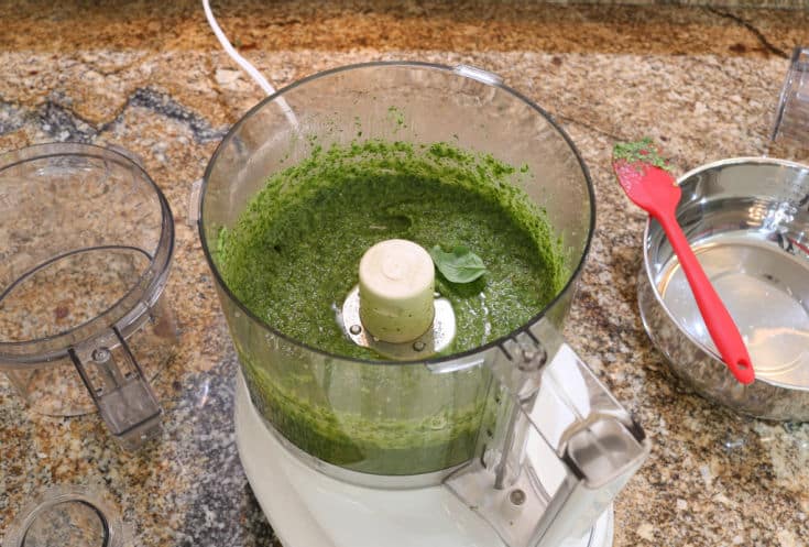 mix basil and parmesan cheese with food processor