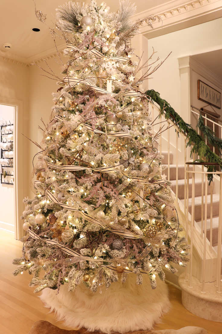 beautiful Christmas tree with ribbons and bows