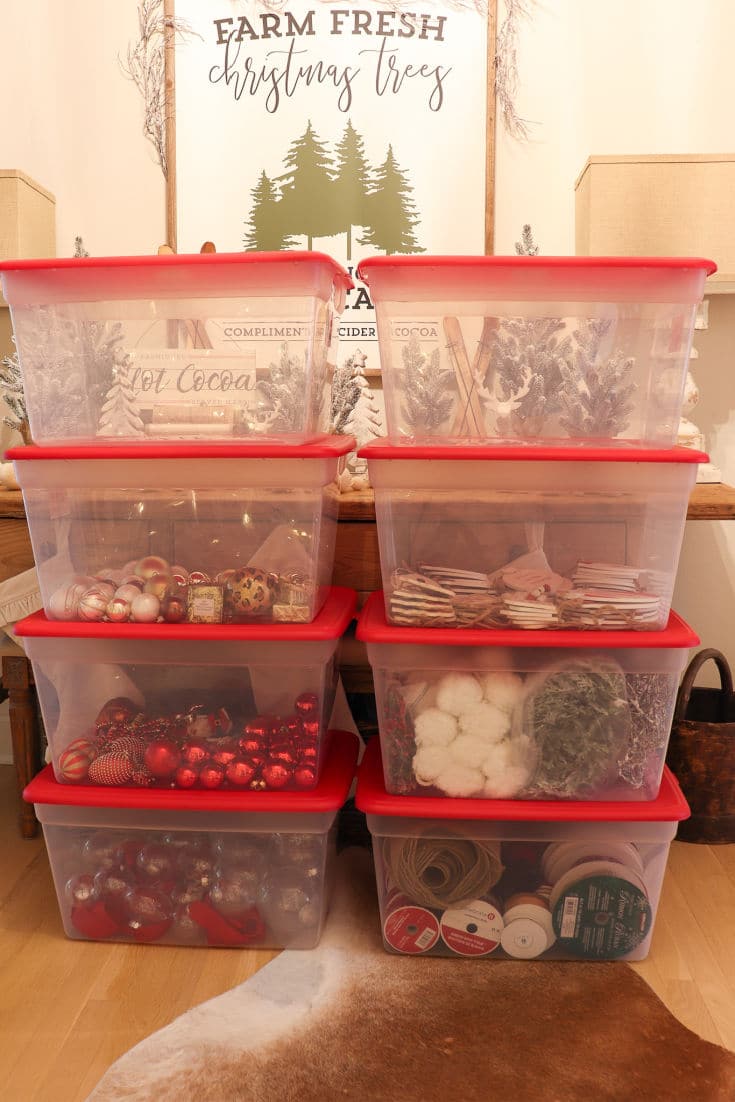 stackable plastic bins are great storage solution
