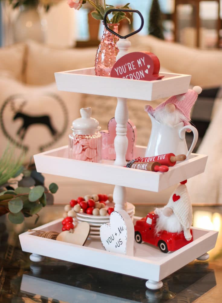 decorate for valentines day easily with tiered three tiered tray