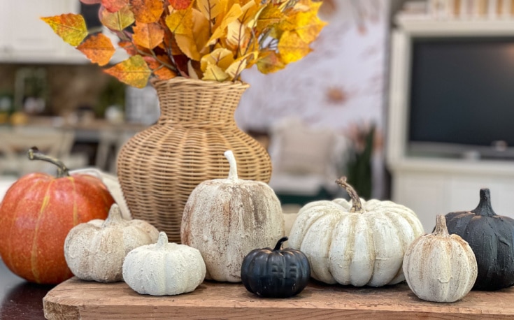 fall pumpkins with different textured painting techniques