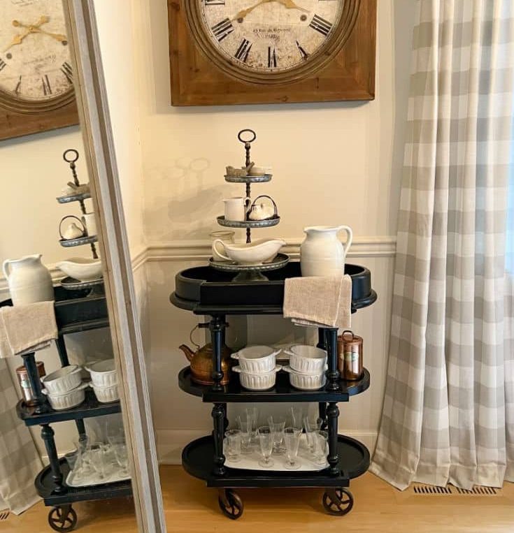 Functional storage and beauty come together with old fashion tea cart